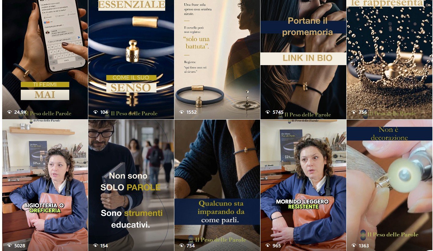 Screenshot della galleria Reel Instagram Il Peso delle Parole